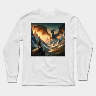 Mountain's Wrath: A Giant Dragon's Quest to Conquer, and the Lone Hero Who Stands in Its Way Long Sleeve T-Shirt